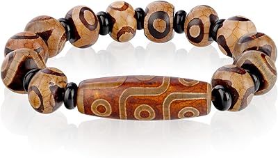 Bracelet de perles zen bless dzi, perles mala tibétaines, feng shui, bouddhisme, méditation, talisman, trois yeux, neuf perles dzi, pendentif, cadeaux de bonne chance pour femmes et hommes. Diaytar Sénégal : Des produits pour toute la famille à prix cassés