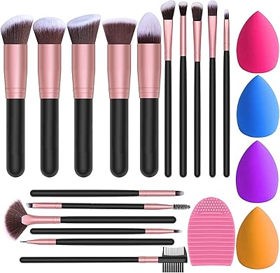 Ensemble de 16 pinceaux de maquillage eni comprenant 4 éponges et 1 pinceau