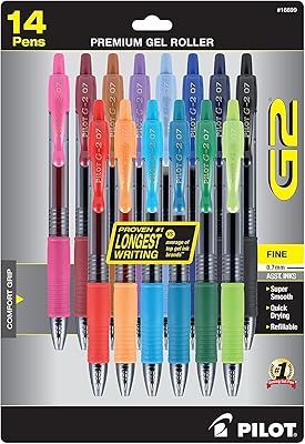 Pilot, stylos à encre gel g2 premium, pointe fine 0,7 mm, couleurs assorties