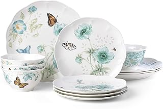 Ensemble de couverts lenox butterfly meadow turquoise, 12 pièces, 18,8 lb, bleu