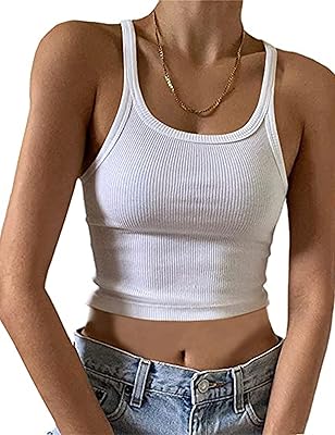 Haut court sans manches pour femme coupe ajustée et col ouvert