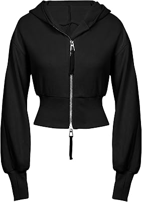 Sweat court à capuche entièrement zippé et manches longues pour femme pour l'exercice