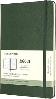 Agenda hebdomadaire moleskine, 18 mois 2020-2021, couverture rigide, taille l (5" x 8,25")