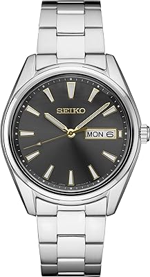 Montre habillée à quartz seiko pour homme avec bracelet en acier inoxydable, couleur