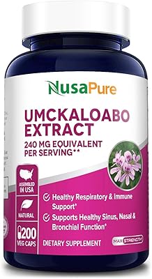 Extrait d'umkalabu 240 mg 200 capsules végétariennes (sans ogm et sans gluten) - soutient la santé des sinus - fonction nasale et bronchique - système immunitaire. Achetez en toute sérénité sur Diaytar