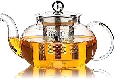 Théière en verre hiware avec infuseur et couvercle en acier inoxydable, théière