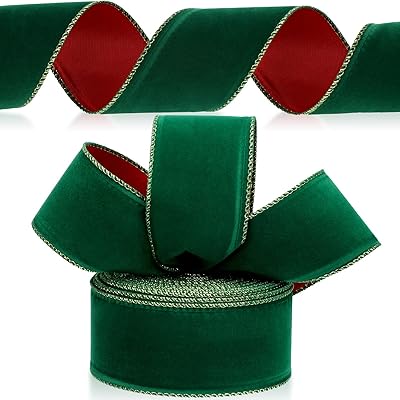 Ruban de velours filaire de noël unigin avec bord doré, ruban de velours