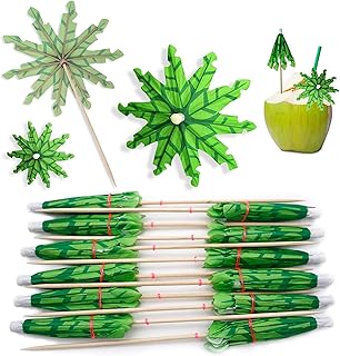Parapluie en papier cocotier, parapluie à boisson verte, sûr et facile à utiliser