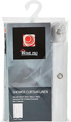 Rideau de douche en pvc home pro, taille 180 cm, transparent