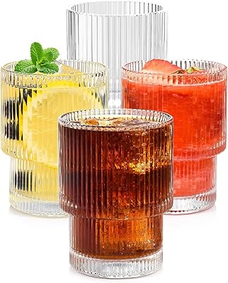 Tasses en verre nervuré the lords de 7 oz ensemble de 4