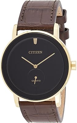 Montre à quartz analogique pour homme citizen avec bracelet en cuir - modèle