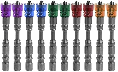Jeu d'embouts de tournevis phillips cruciformes magnétiques 1/4" yakamoz, 10 pièces avec collier