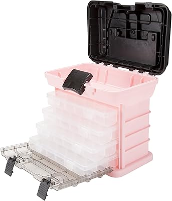 Boîte à outils rose - organisateur de boîte à outils durable avec 4