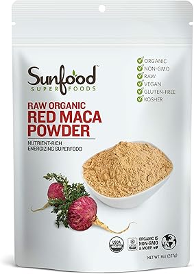 Sunfood superfoods - poudre de maca rouge biologique crue 227 g 8 oz
