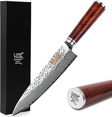 Couteau de chef professionnel sunlong 8 pouces en acier damas par 10 avec