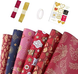 Papier d'emballage d'anniversaire ensemble de rouleaux de papier cadeau inclus 6 paquets cadeau