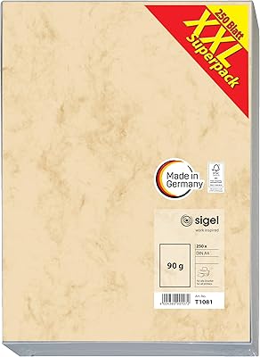 Papier à lettres marbré siegel t1081, format a4, 90 g/m2, beige, 250 feuilles