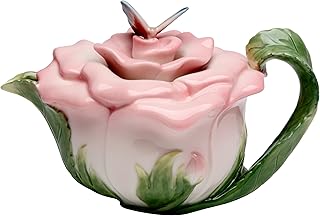 Théière papillon sur fleur en céramique cosmos gifts, hauteur 5-1/2"