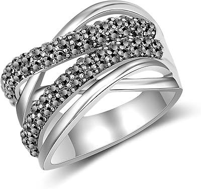Bagues croisées pour femmes en or 18 carats, large bague torsadée marksite noire