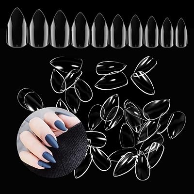 Ensemble de 500 faux ongles en gel transparent, couverture complète en acrylique