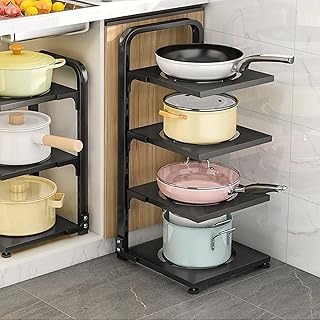 Support à casseroles réglable 4 niveaux organisateur robuste pour et couvercles