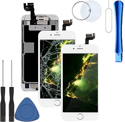 Compatible avec l'écran de remplacement de l'iphone 6s blanc lcd tactile numériseur assemblage complet avec bouton d'accueil capteur de proximité écouteur caméra avant et outil de réparation gratuit. Diaytar Sénégal : Le plaisir d'acheter sans se priver