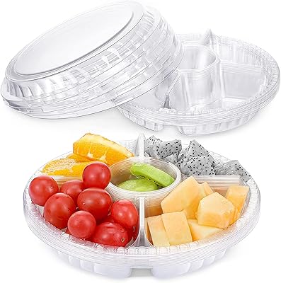 10 pièces plateau d'apéritif rond en plastique avec couvercle de service. Simplifiez vos achats avec Diaytar, le e-commerce nouvelle génération