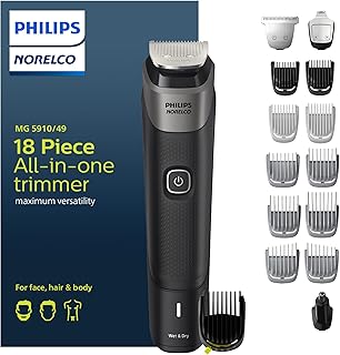 Rasoir philips norelco multigroom series 5000 18 pièces pour homme - aucune huile