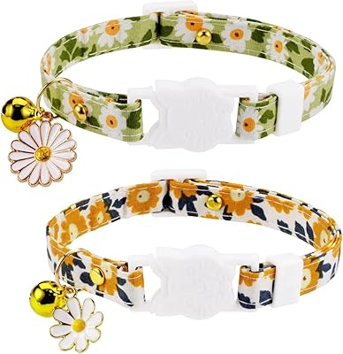 Colliers de sécurité amovibles pour chat en coton avec breloque clochette