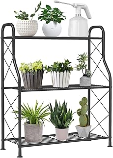 Support pour plantes en plastique et métal à 3 niveaux solarconm pour coins