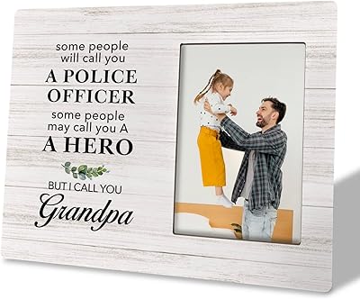 Cadre photo en bois comme cadeau pour grand-père de cadre policier et papa