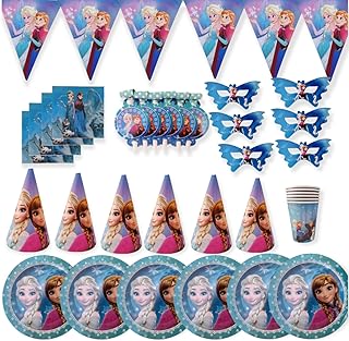 Ensemble d'assiettes, tasses, serviettes, cuillères, fourchettes et bannières fam frozen happy birthday, 37