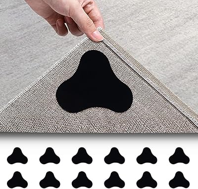 Kastwave lot de 12 rubans adhésifs double face anti-rides antidérapants réutilisables pour tapis