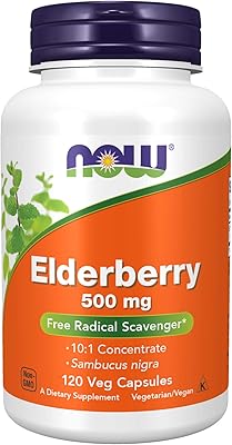 Now supplements, sureau (sambucus nigra) 500 mg, concentré 10:1, 120 capsules végétariennes