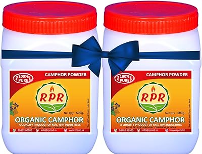 Poudre de camphre biologique rbr, 1 kg (500 g x 2 pots), blanc