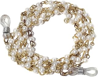 Chaîne de lunettes moderne perle blanche avec chaîne dorée pour soleil