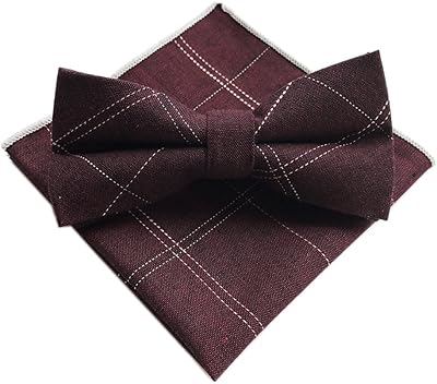 Cravate en coton faite à la main pour hommes elfeves avec pochette