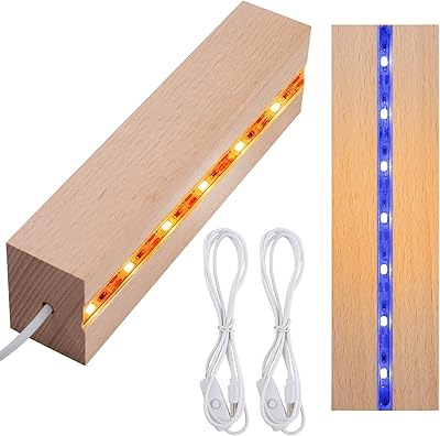 Base d'affichage led en bois 2 pièces, présentoir de base led pour la décoration,