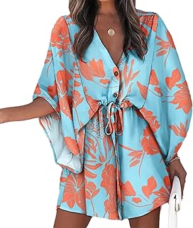 Robe d'été décontractée pour femme avec col en v, imprimé floral, manches amples