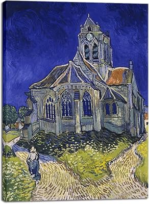Wieco art église à auvers impressions sur toile giclée art mural par vincent