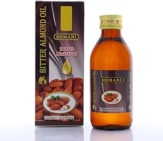 Huile d'amande amère hemani 125 ml 100% naturelle pour le visage la peau