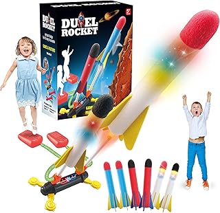 Lance-roquettes double pour enfants, lance-roquettes avec 2 lanceurs et 6 fusées en mousse (2 fusées lumineuses), excellents jouets cadeaux pour garçons et filles de 5 ans et plus pour jouer à l'extérieur dans la cour ou le jardin. Diaytar Sénégal : Large gamme, petits prix, grande satisfaction