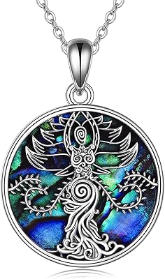 Arbre de vie en argent sterling déesse spirale coquillage d'ormeau collier