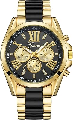 Montre à quartz fanmiss avec incrustations en métal plaqué or avec nylon