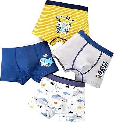 4 pièces sous-vêtements pour garçons, slips en coton doux et respirants