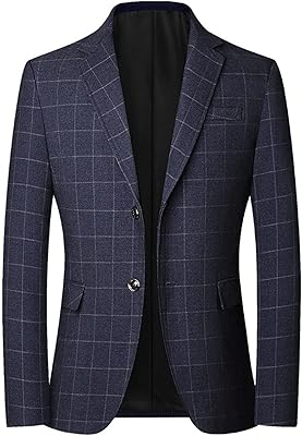 Blazer à carreaux vintage britannique pour hommes, coupe cintrée décontractée, veste à un bouton,