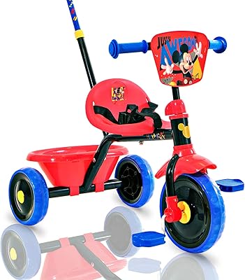 Tricycle pour enfants, tricycle spartan, avec boîte de rangement et bras de poussée