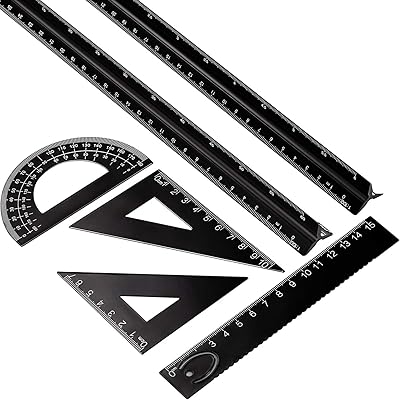 Ensemble de 6 règles triangulaires règle d'architecte en aluminium 2 à