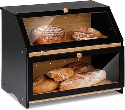 Homecoco grande boîte à pain à 2 couches pour comptoir de cuisine, boîte