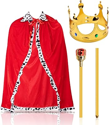 3 paquets de capes royales pour adultes, robe royale médiévale, sceptre roi, unisexe